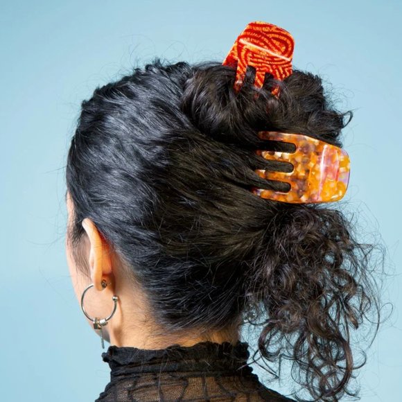 Chunks Jumbo Claw Clip for thick hair, pink purple marble, Curly Hair, Large - Picture 6 of 6